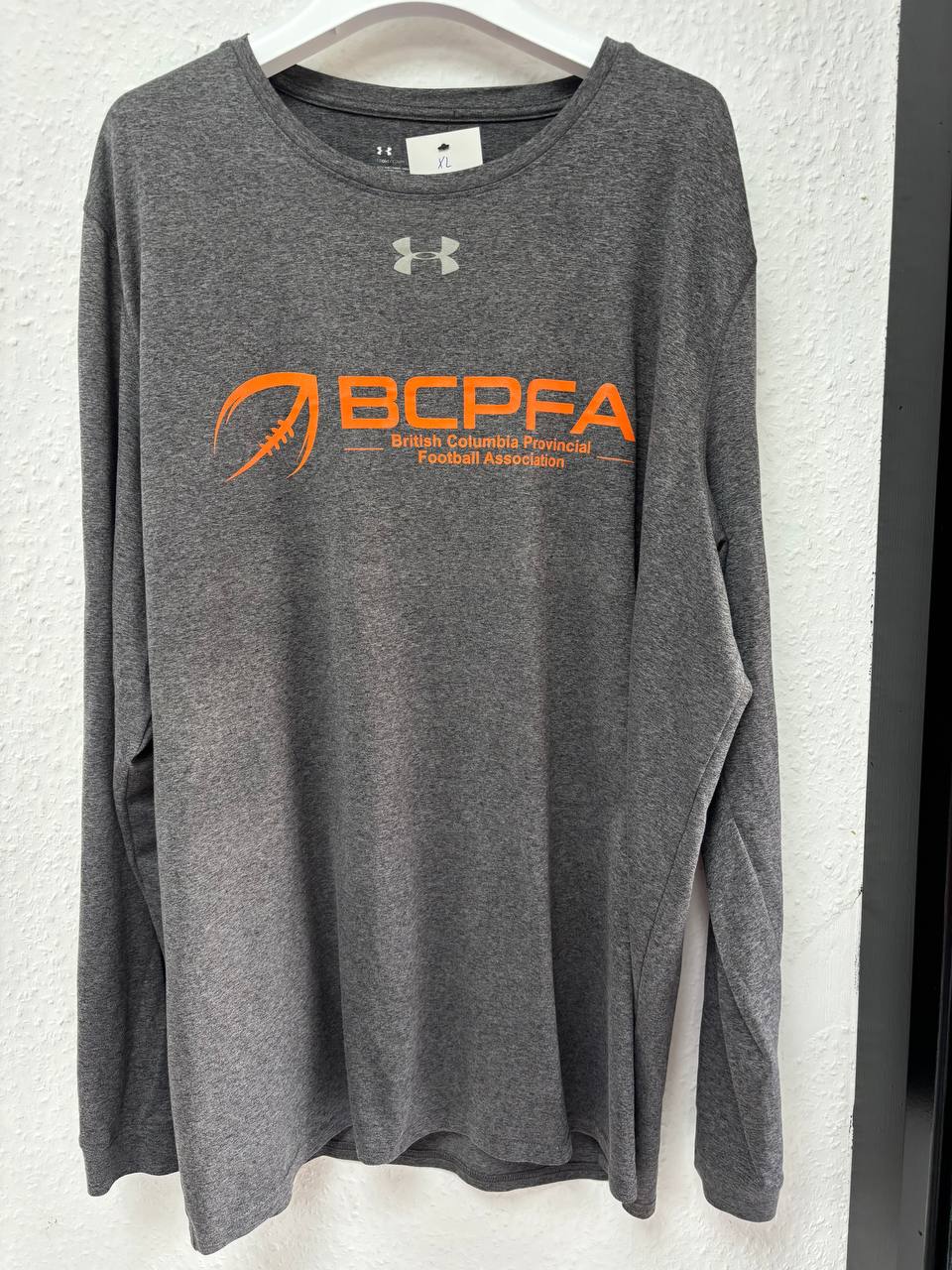 Under Armour BCPFA Long Sleeve Training T-Shirt | Grey & Orange Football Association Top (XL)