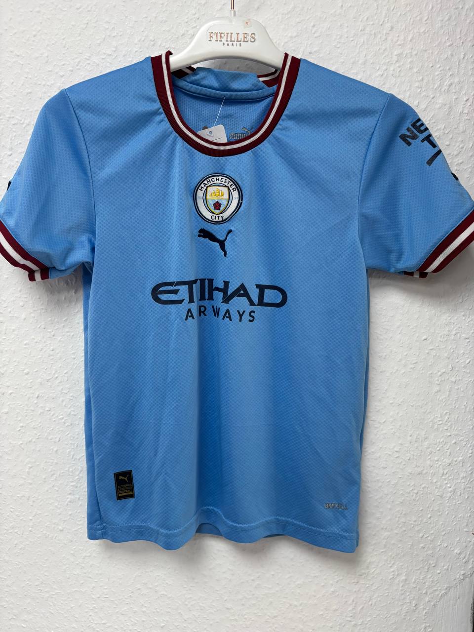 Manchester City Home Jersey - Light Blue with Maroon & White Trim (Puma) (8 - 10 Years)