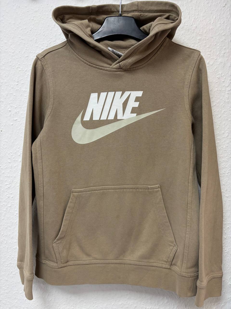 Kids' Nike Club Fleece Hoodie | Khaki Brown Pullover with Bold Swoosh Logo (10 - 12 Years)