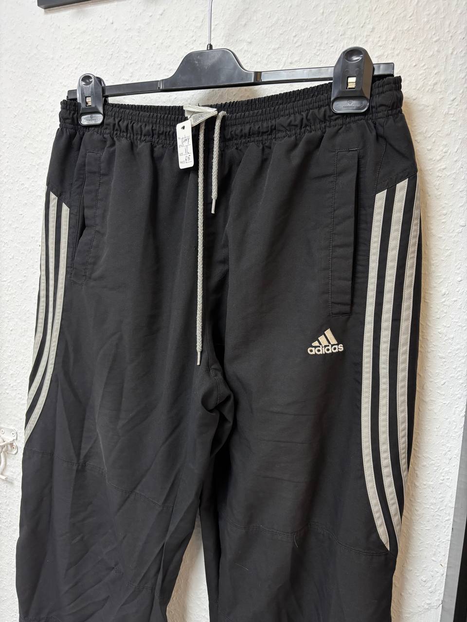 Adidas Black Woven Tracksuit Bottoms | Classic 3-Stripe Design (XL)
