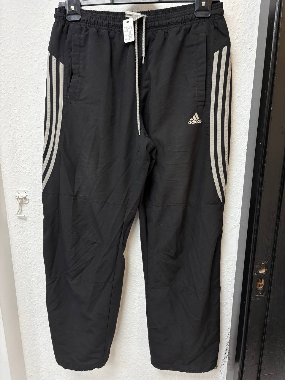 Adidas Black Woven Tracksuit Bottoms | Classic 3-Stripe Design (XL)