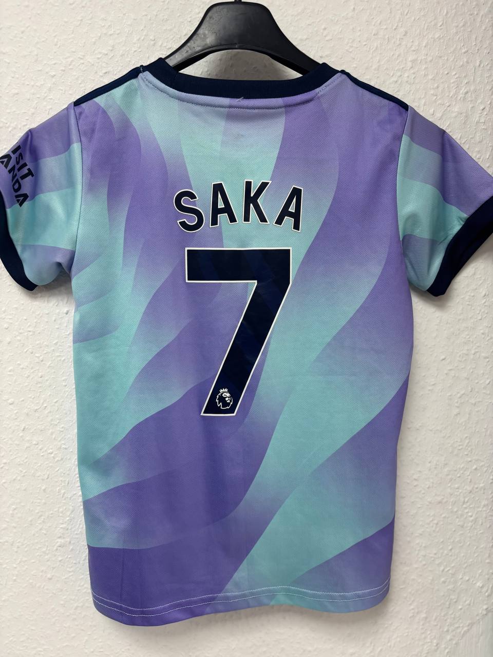 Arsenal Away/Third Jersey - Saka #7 - Unique Purple & Mint Design (7 -9 Years)