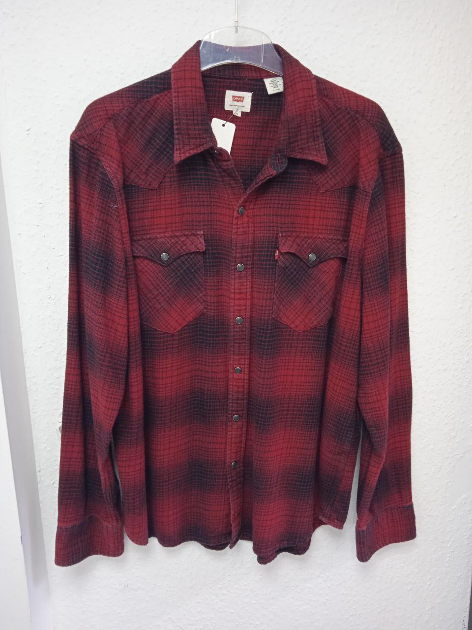 Levi's Classic Western Flannel Shirt - Red & Black Plaid Check (XL)