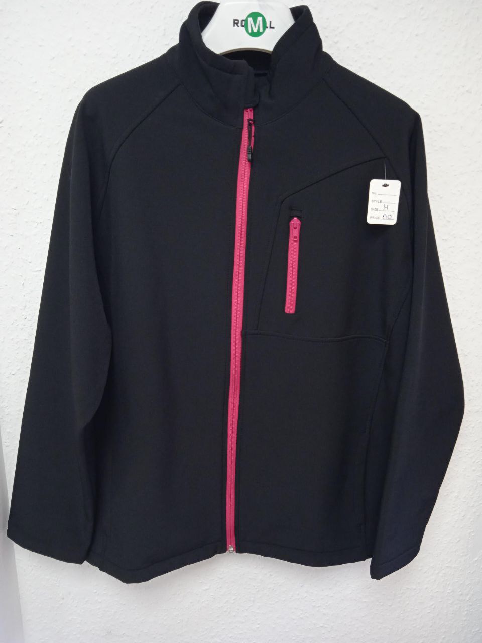 Active Softshell Jacket with Contrast Pink Zippers (M)