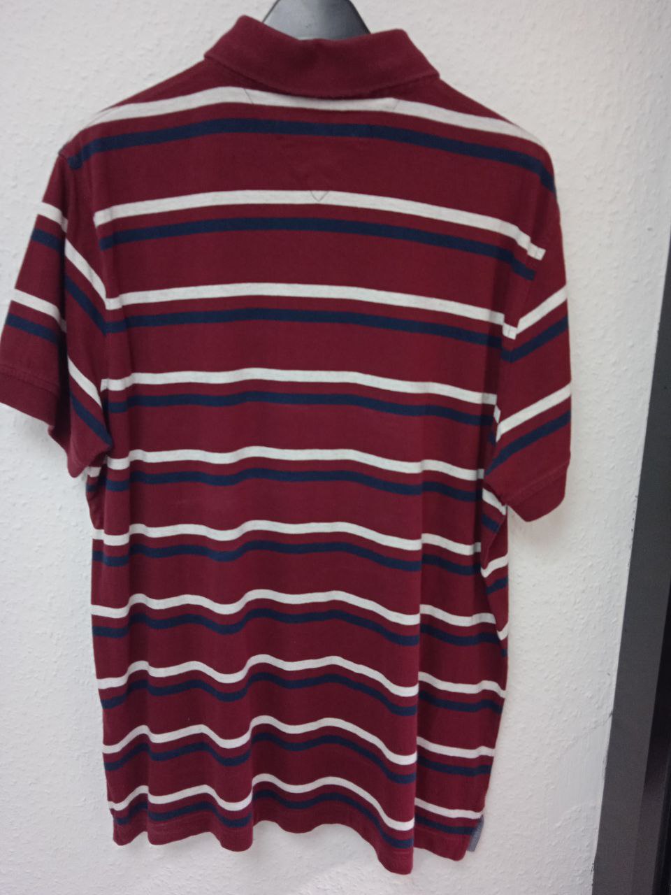 Tommy Hilfiger Custom Fit Striped Polo Shirt - Burgundy & Navy (M)