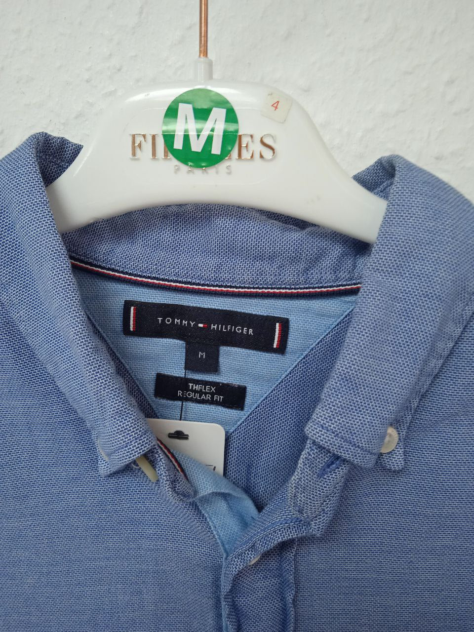Tommy Hilfiger Custom Fit Casual Shirt - Light Blue Textured Cotton (M)