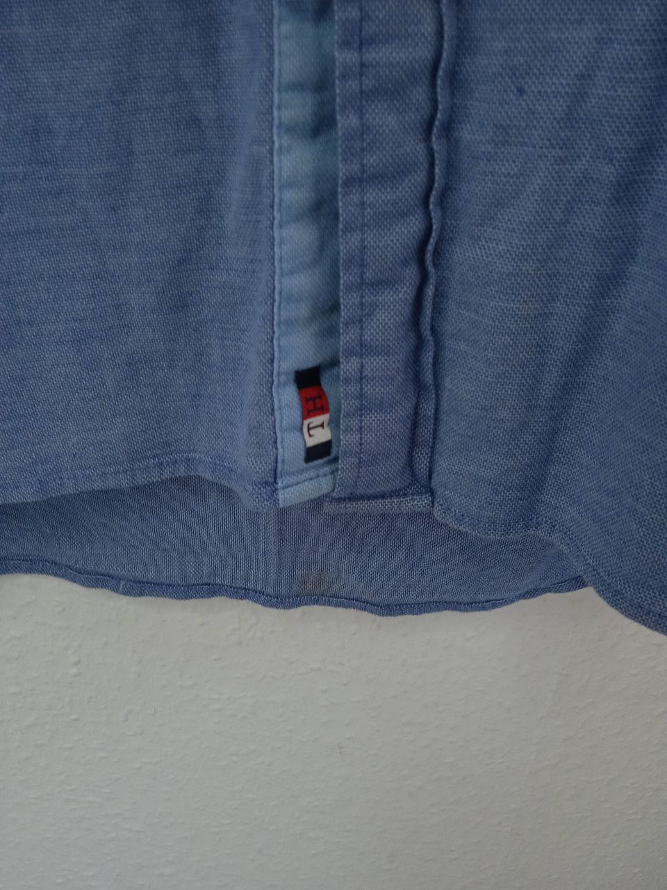 Tommy Hilfiger Custom Fit Casual Shirt - Light Blue Textured Cotton (M)