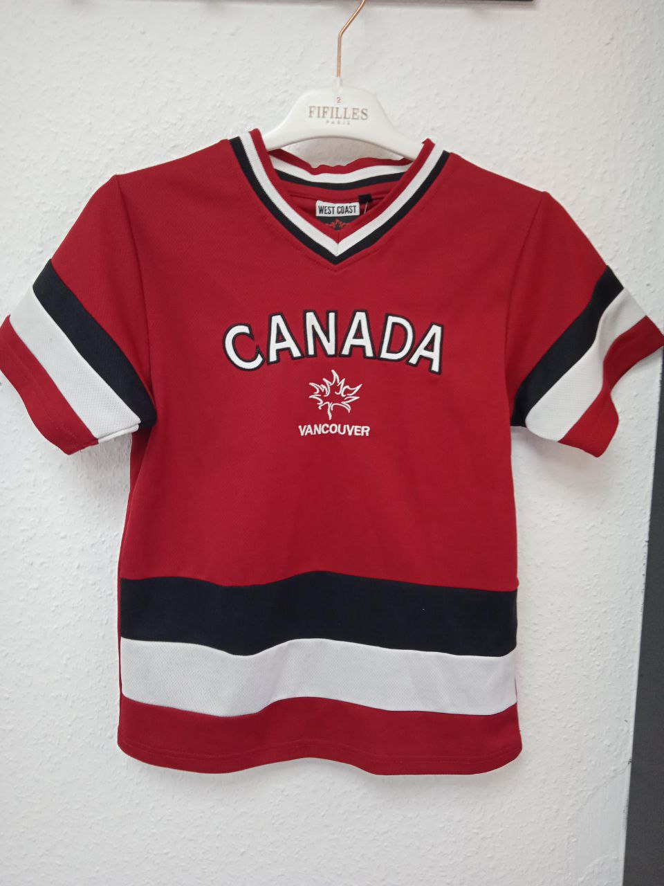 West Coast Vancouver Canada Hockey Style V-Neck T-Shirt (10 - 12 Years)