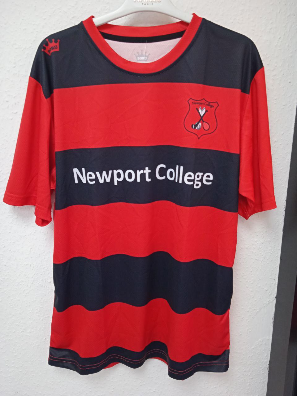 Newport College Striped Sports Jersey | Red and Black Team Kit (XL)