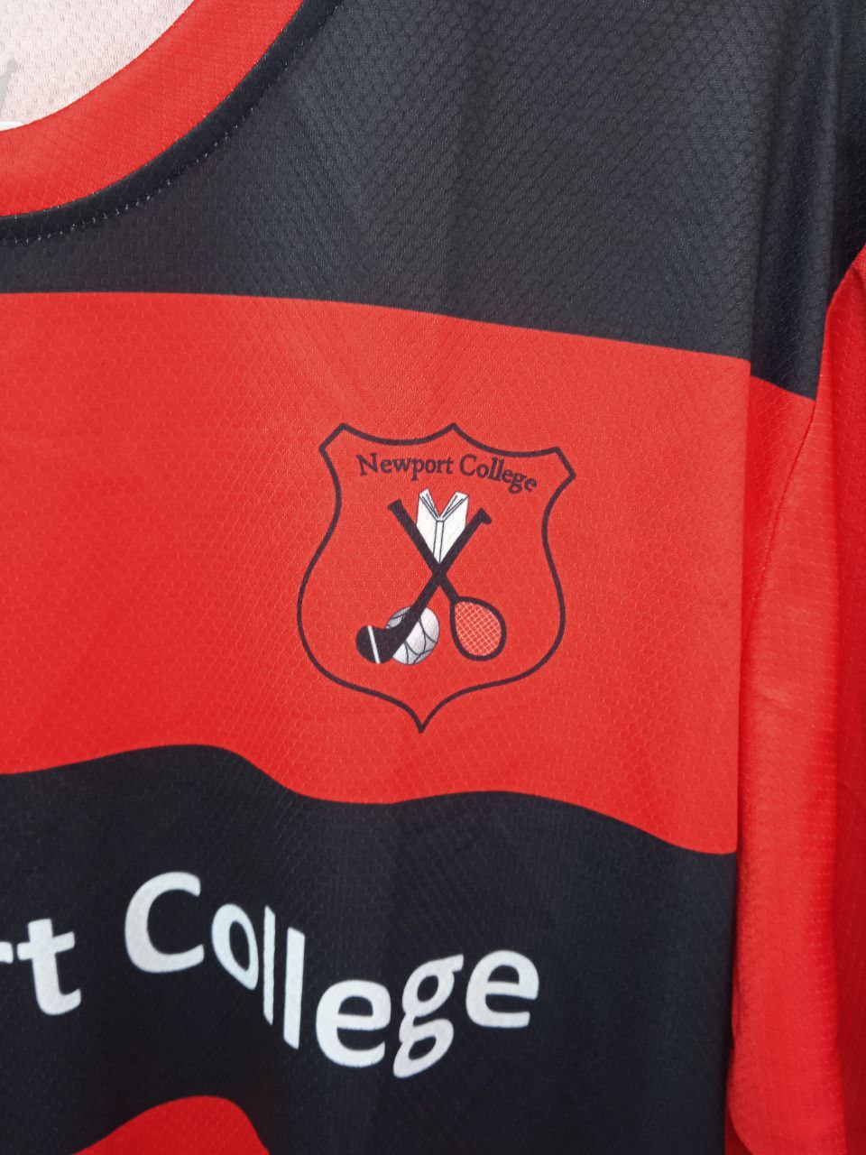 Newport College Striped Sports Jersey | Red and Black Team Kit (XL)