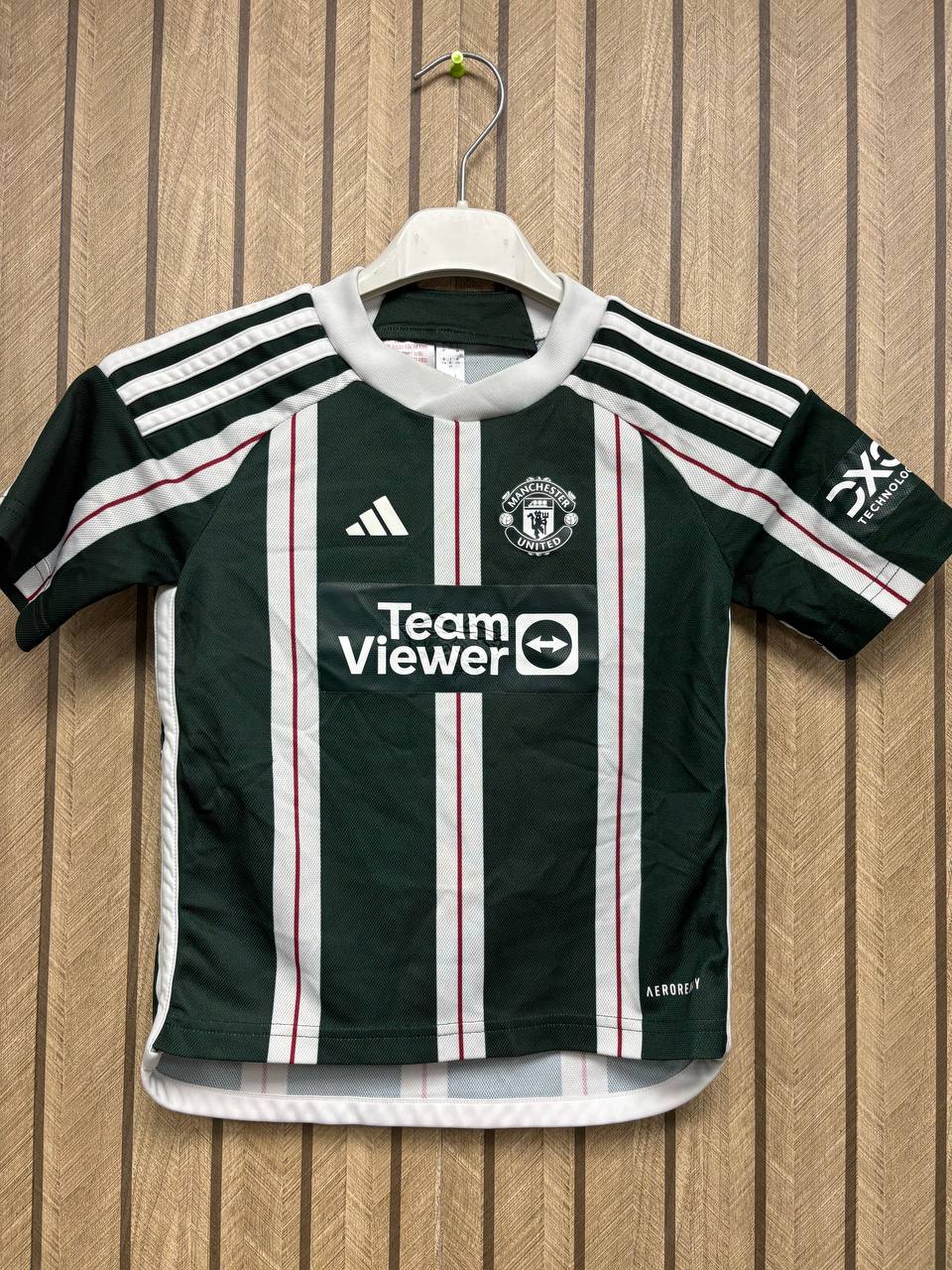 Manchester United Third Kit Jersey | Green & White Pinstripe | Kids/Youth (3 - 5 Years)