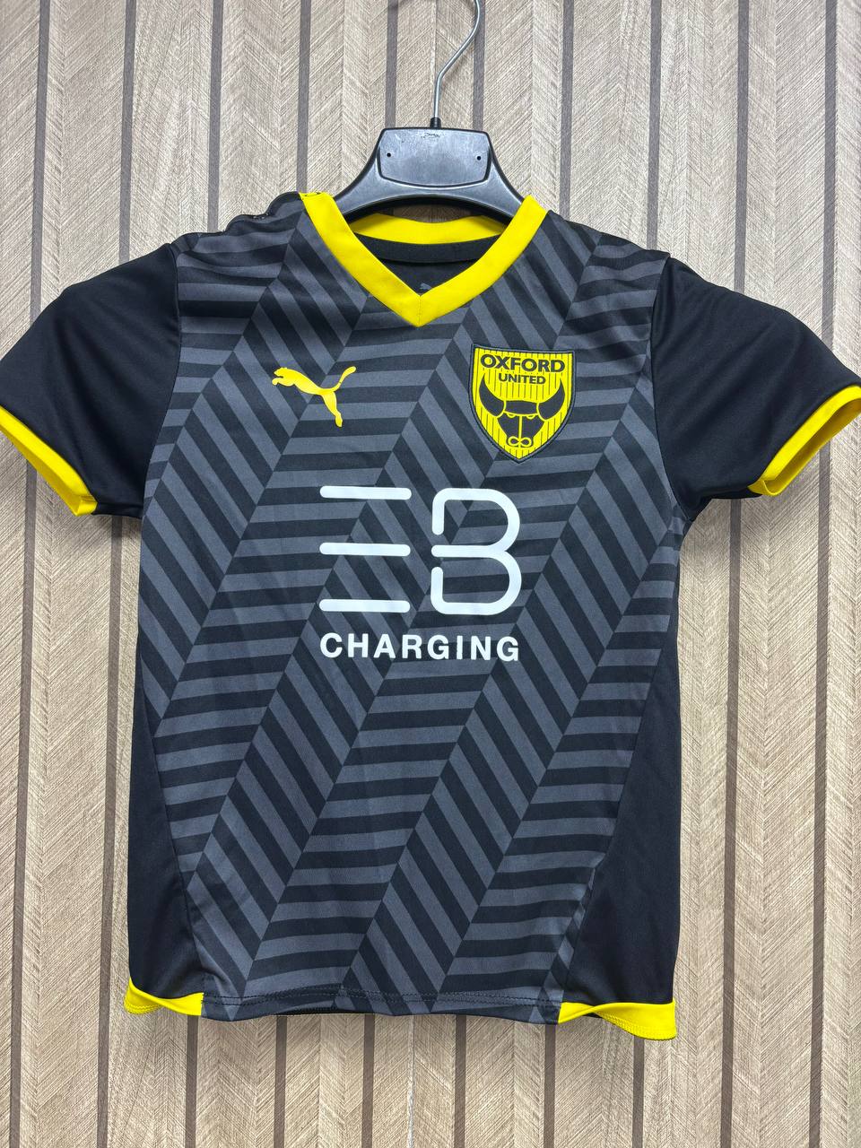 Puma Oxford United Black & Grey Third Kit Jersey | Yellow Trim | Kids/Youth (2 - 4 Years)
