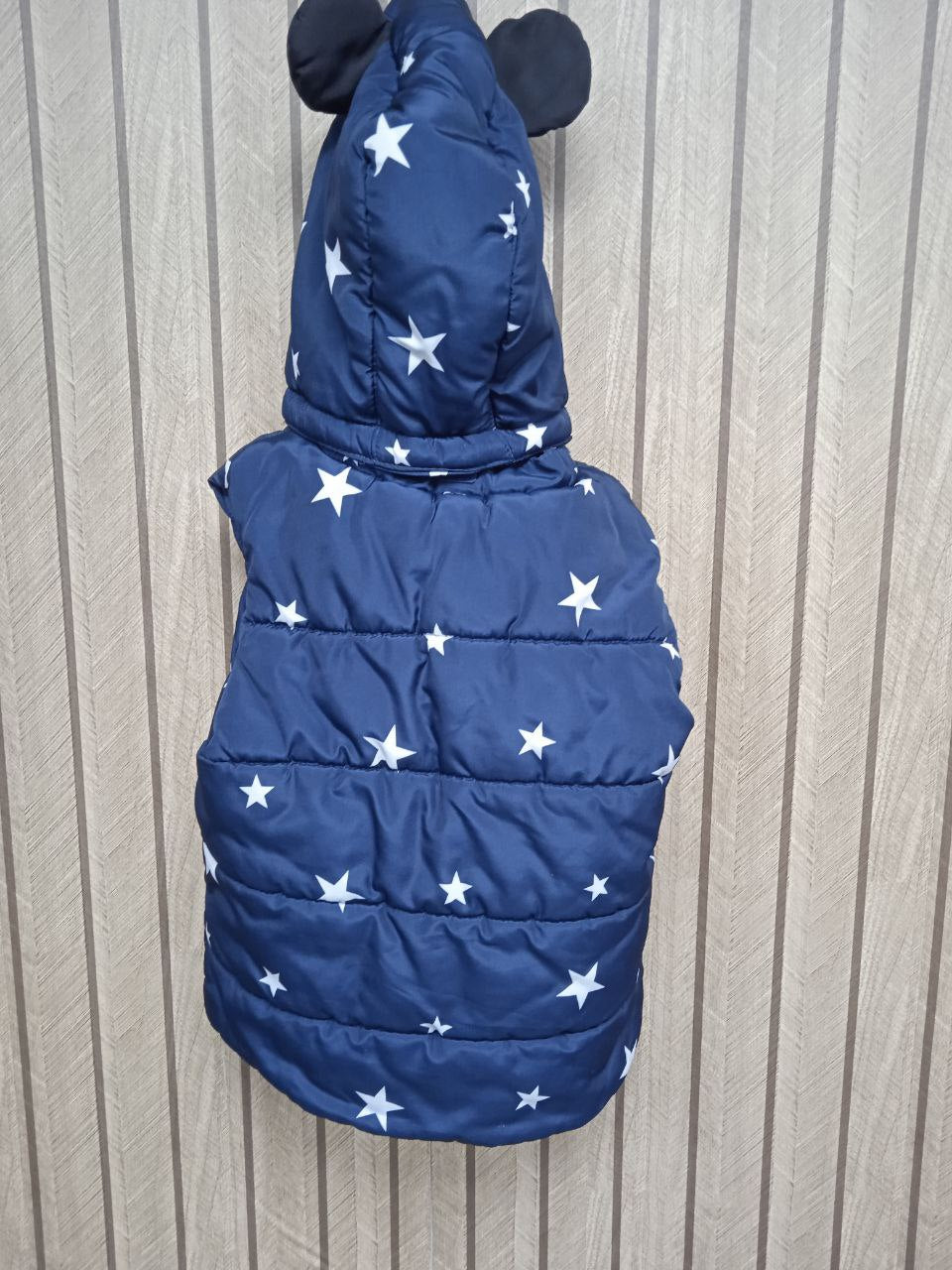 Disney Mickey Mouse Star Print Puffer Vest | Navy Blue Hooded Gilet | Kids/Toddler (1 - 2 Years)