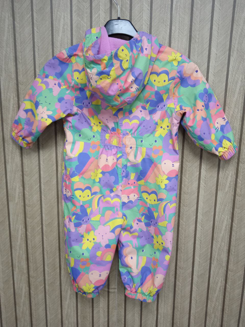 Bright Rainbow Animal Print Waterproof Puddle Suit | Hooded Baby Rain All-in-One (1 Year)